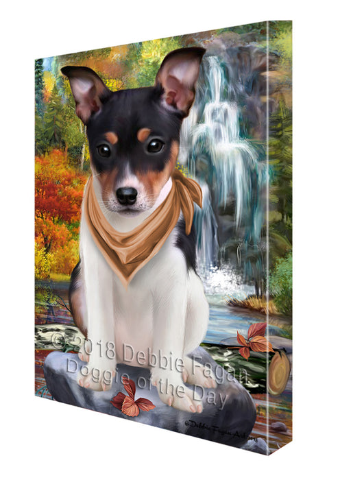 Scenic Waterfall Rat Terrier Dog Canvas Print Wall Art Décor CVS84635