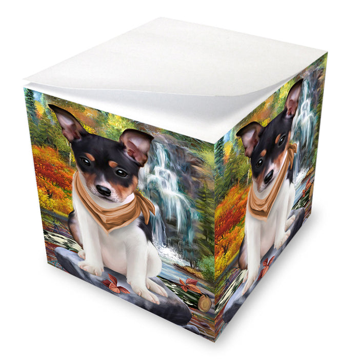 Scenic Waterfall Rat Terrier Dog Note Cube NOC51930