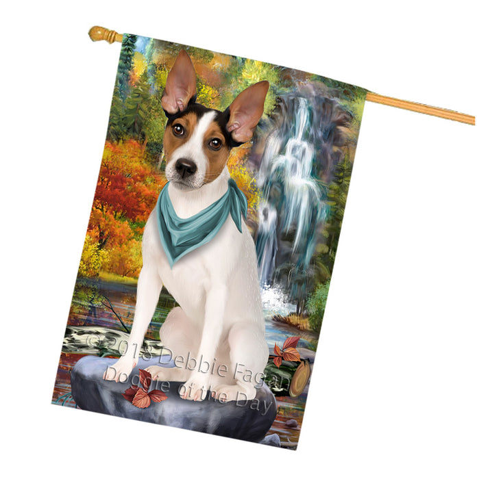 Scenic Waterfall Rat Terrier Dog House Flag FLG52064