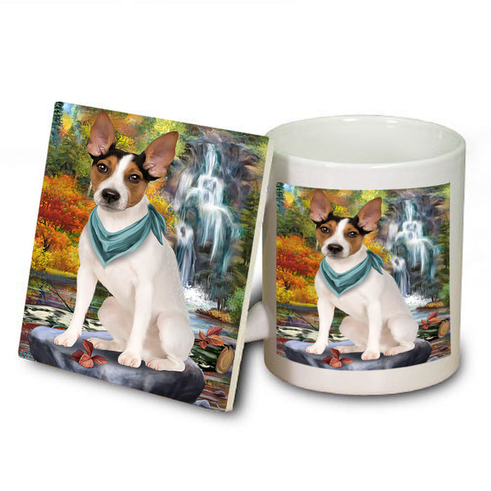 Scenic Waterfall Rat Terrier Dog Mug and Coaster Set MUC51923