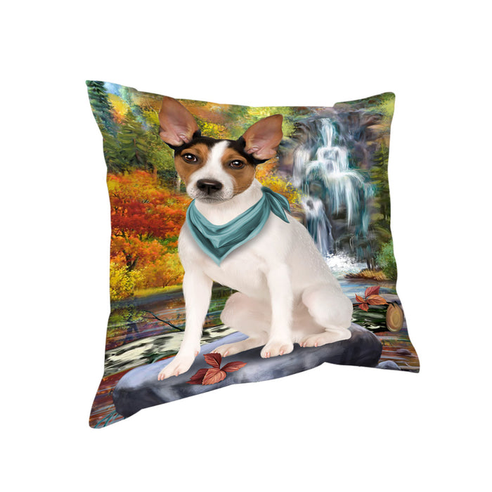 Scenic Waterfall Rat Terrier Dog Pillow PIL64088