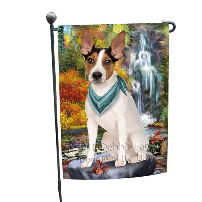 Scenic Waterfall Rat Terrier Dog Garden Flag GFLG51928