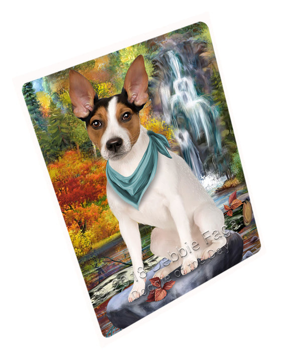 Scenic Waterfall Rat Terrier Dog Large Refrigerator / Dishwasher Magnet RMAG72084