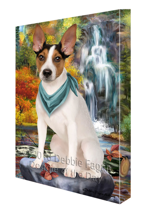 Scenic Waterfall Rat Terrier Dog Canvas Print Wall Art Décor CVS84644