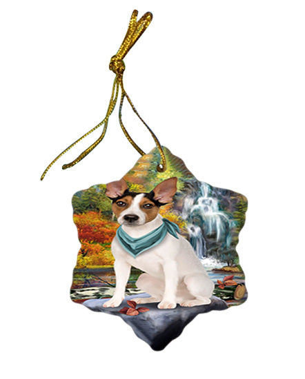 Scenic Waterfall Rat Terrier Dog Star Porcelain Ornament SPOR51922