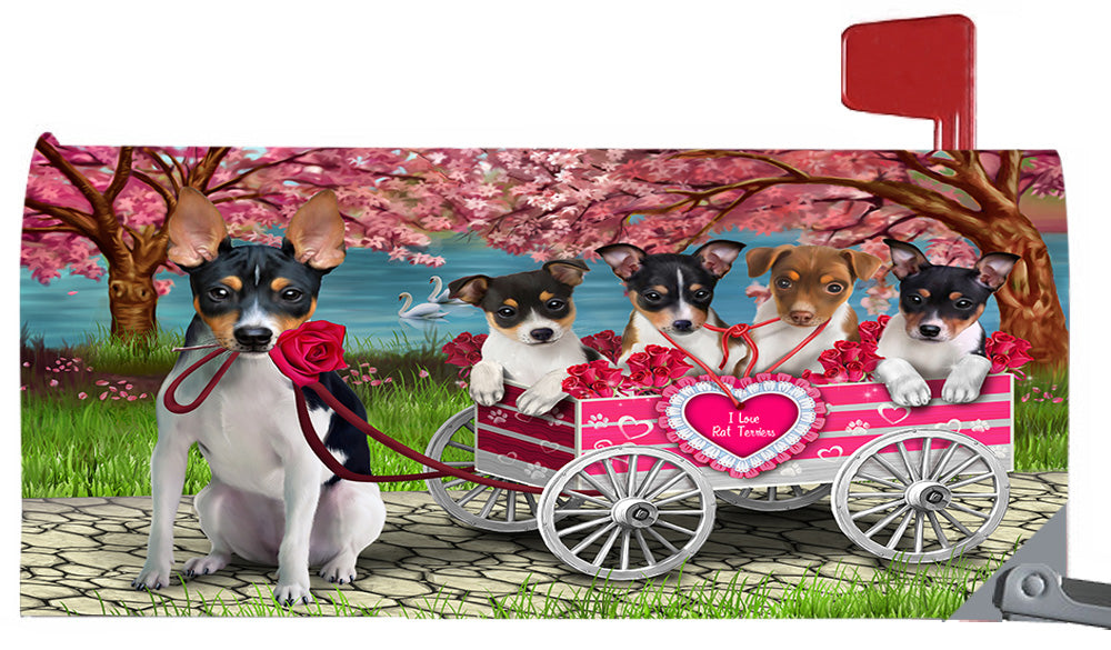 I Love Rat Terrier Dogs in a Cart Magnetic Mailbox Cover MBC48574