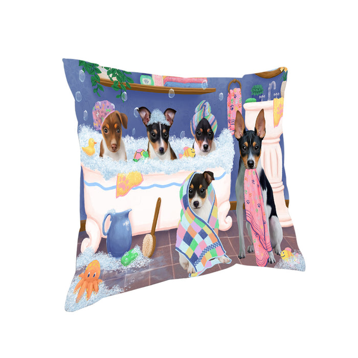 Rub A Dub Dogs In A Tub Rat Terriers Dog Pillow PIL81540