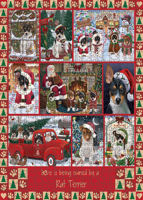 Love is Being Owned Christmas Rat Terrier Dogs Puzzle with Photo Tin PUZL99460