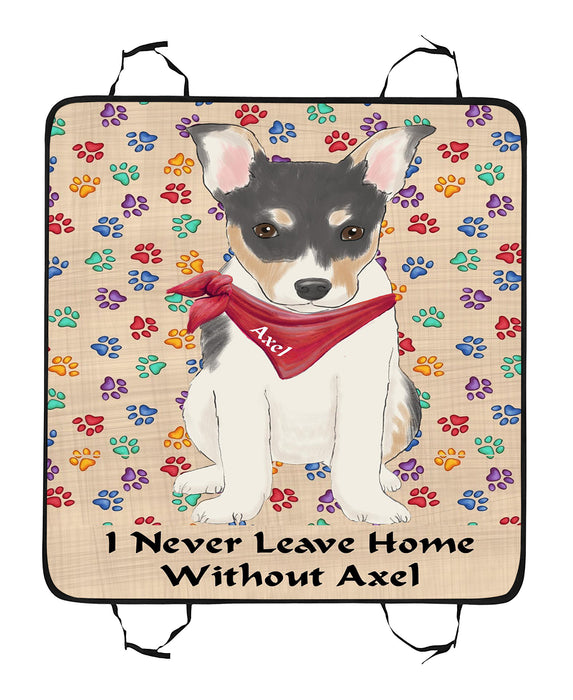 Personalized I Never Leave Home Paw Print Rat Terrier Dogs Pet Back Car Seat Cover