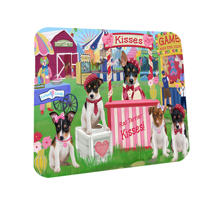Carnival Kissing Booth Rat Terriers Dog Coasters Set of 4 CST55874