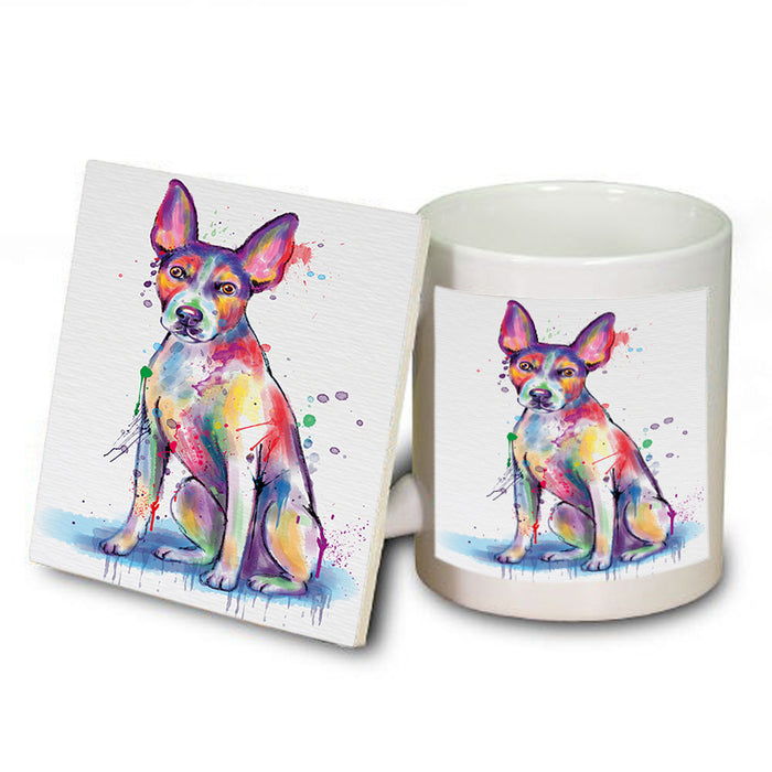 Watercolor Rat Terrier Dog Mug and Coaster Set MUC57088