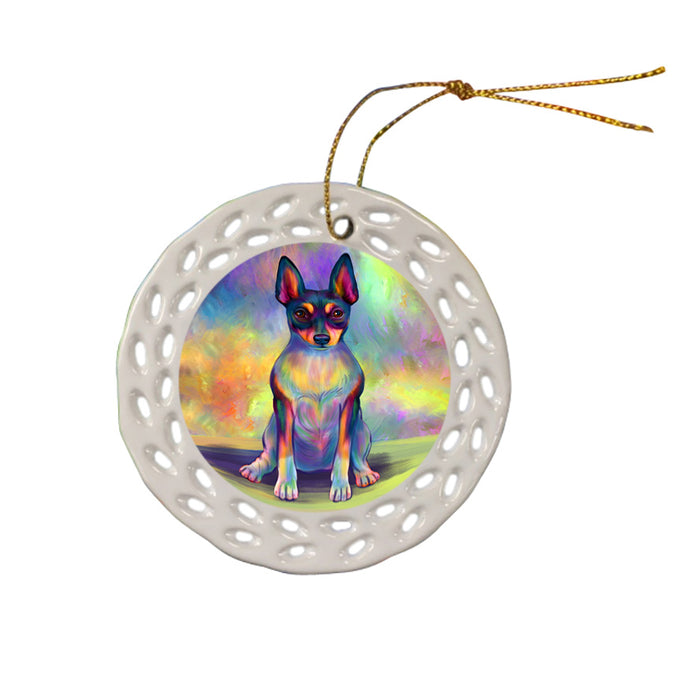 Paradise Wave Rat Terrier Dog Ceramic Doily Ornament DPOR57083