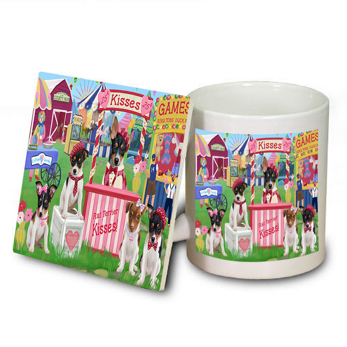 Carnival Kissing Booth Rat Terriers Dog Mug and Coaster Set MUC55908