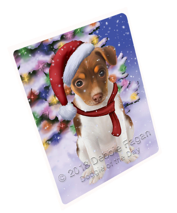 Winterland Wonderland Rat Terrier Dog In Christmas Holiday Scenic Background  Cutting Board C64683