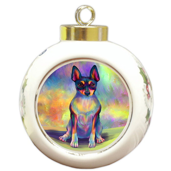 Paradise Wave Rat Terrier Dog Round Ball Christmas Ornament RBPOR57083