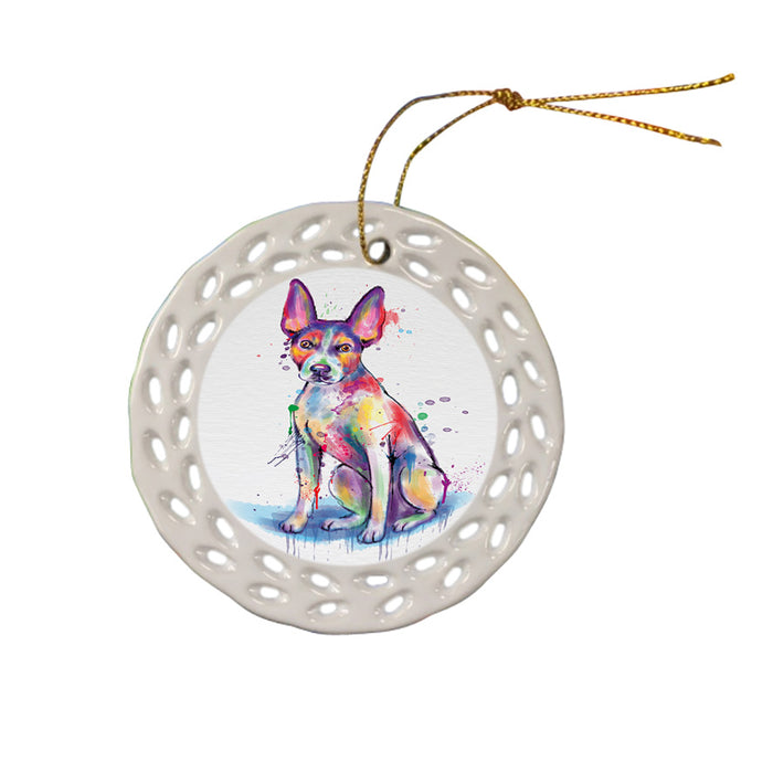 Watercolor Rat Terrier Dog Ceramic Doily Ornament DPOR57391