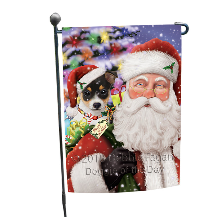 Santa Carrying Rat Terrier Dog and Christmas Presents Garden Flag GFLG54072