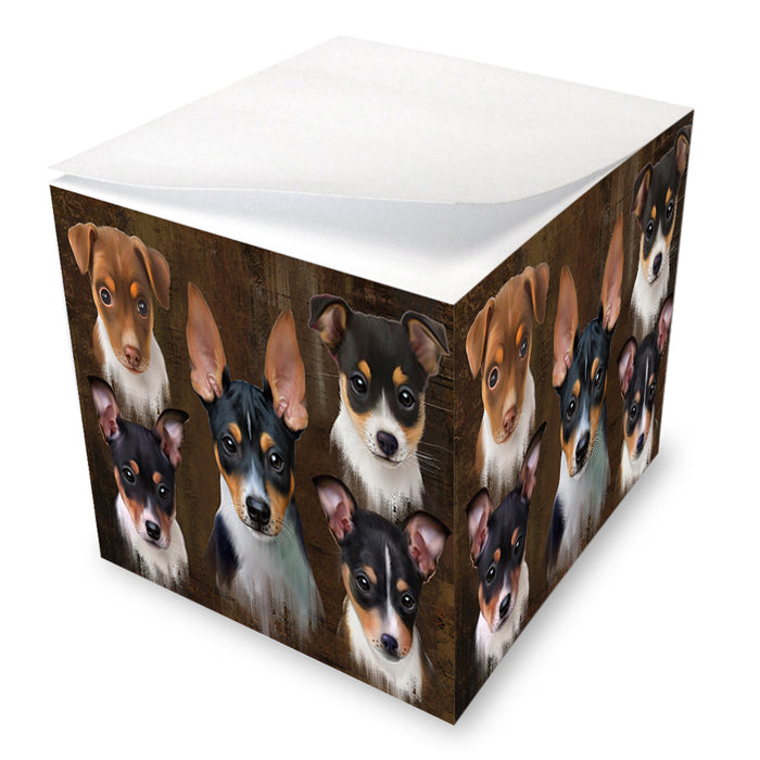 Rustic 5 Rat Terrier Dog Note Cube NOC55790