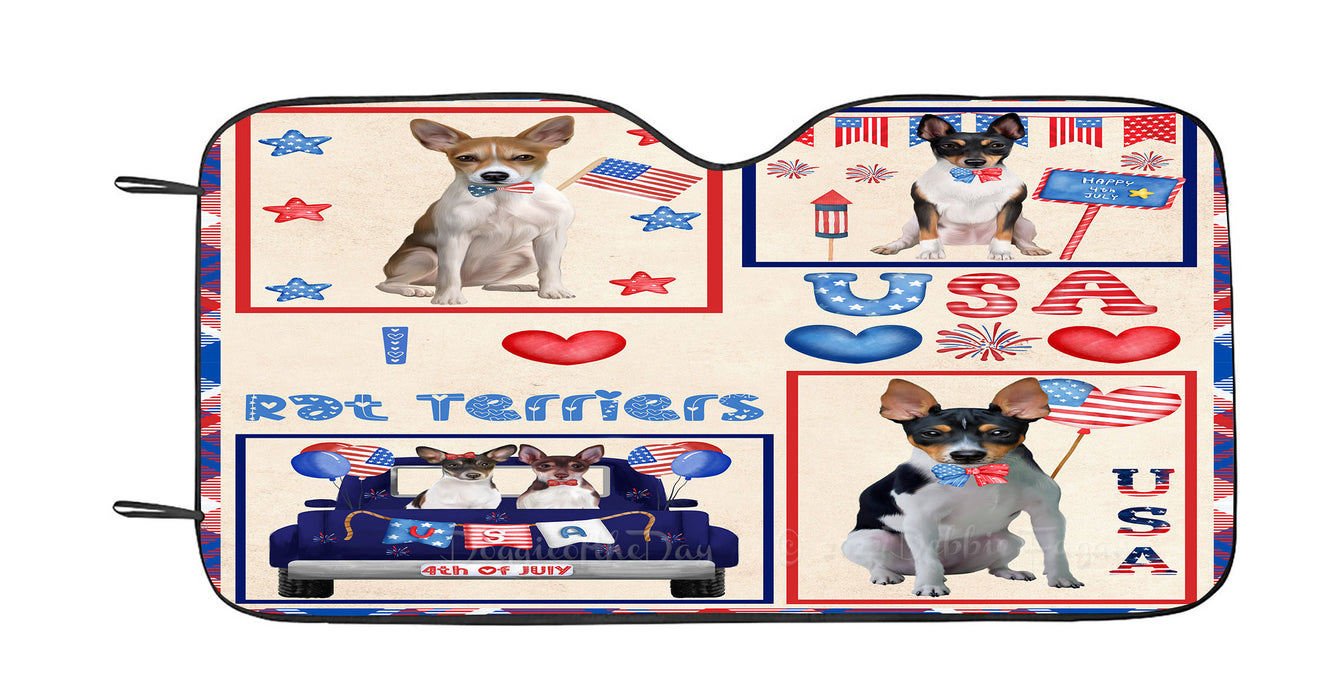 4th of July Independence Day I Love USA Rat Terrier Dogs Car Sun Shade Cover Curtain