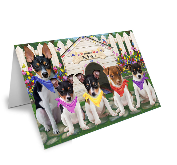 Spring Dog House Pit Bulls Dog Handmade Artwork Assorted Pets Greeting Cards and Note Cards with Envelopes for All Occasions and Holiday Seasons GCD54626