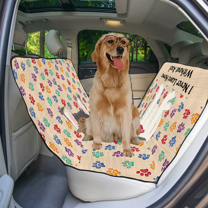 Personalized I Never Leave Home Paw Print Rat Terrier Dogs Pet Back Car Seat Cover