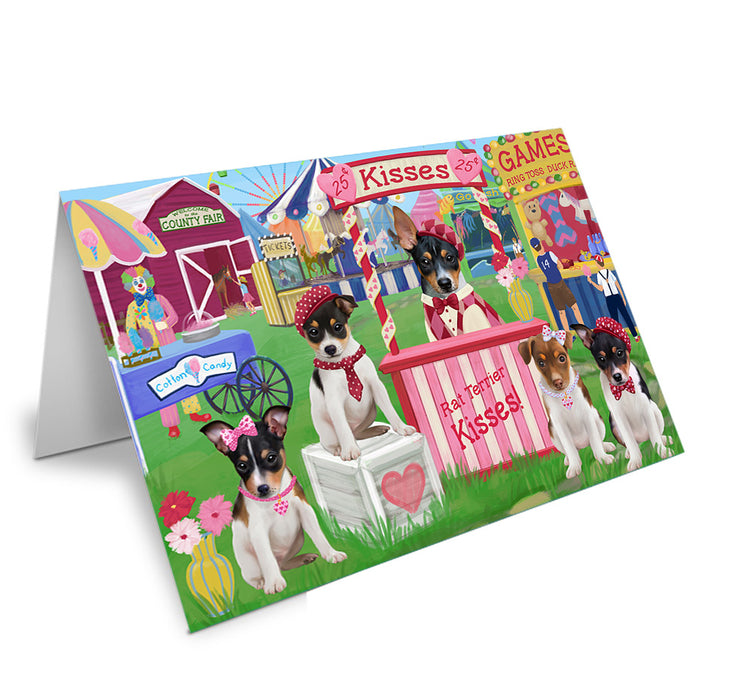 Carnival Kissing Booth Rat Terriers Dog Handmade Artwork Assorted Pets Greeting Cards and Note Cards with Envelopes for All Occasions and Holiday Seasons GCD72263