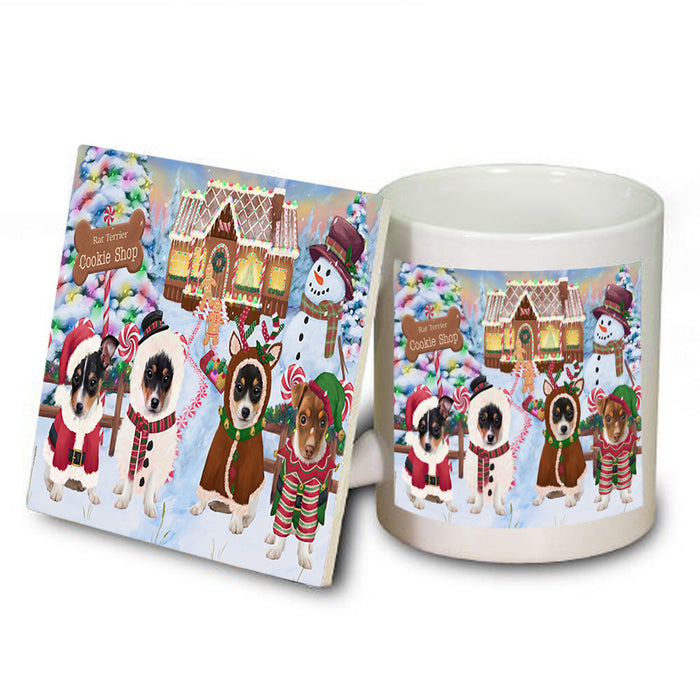 Holiday Gingerbread Cookie Shop Rat Terriers Dog Mug and Coaster Set MUC56505