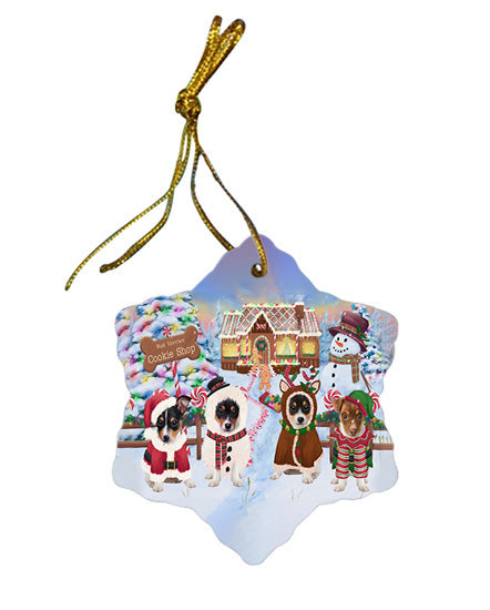 Holiday Gingerbread Cookie Shop Rat Terriers Dog Star Porcelain Ornament SPOR56869