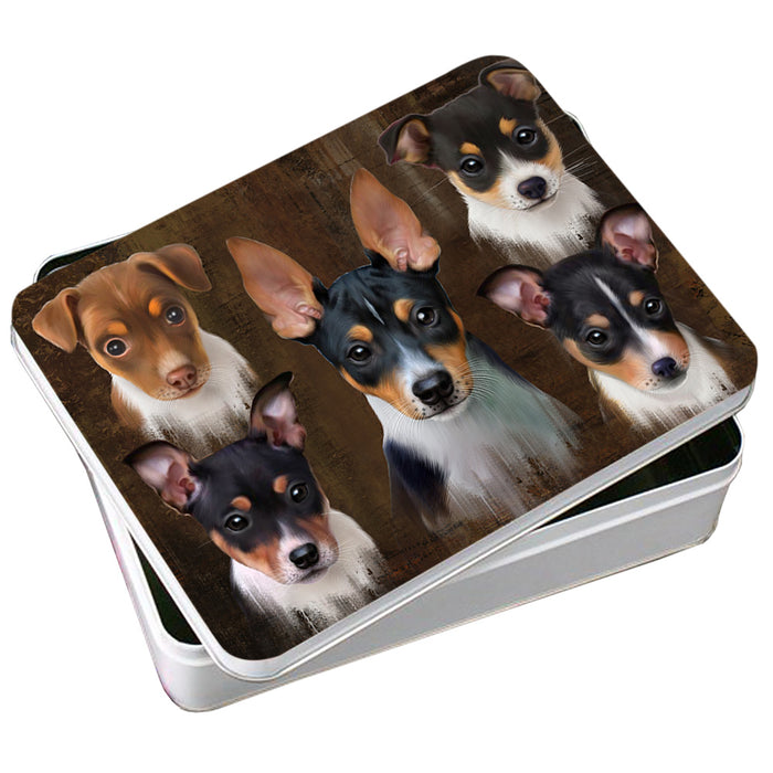 Rustic 5 Rat Terrier Dog Photo Storage Tin PITN54087