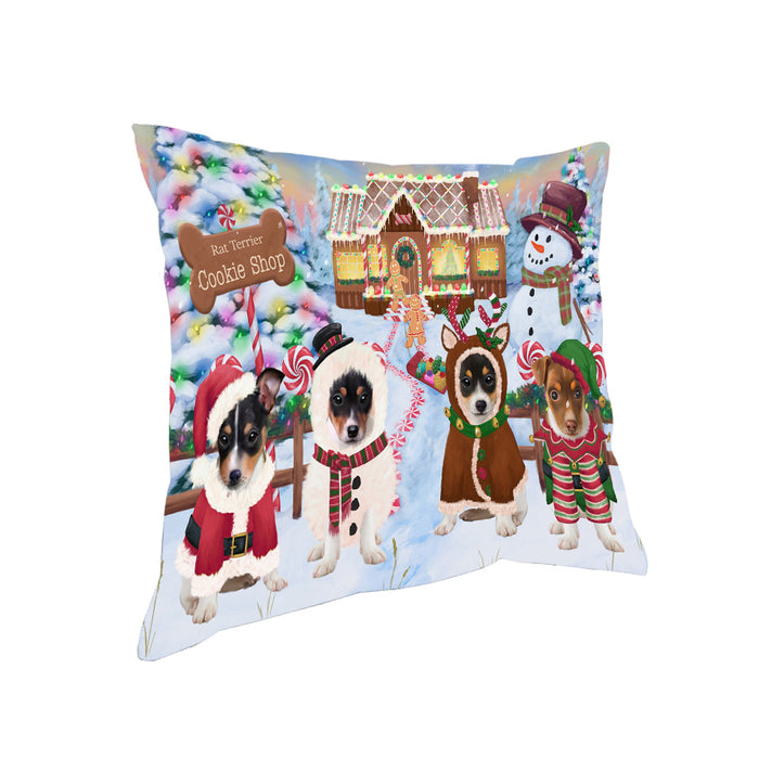 Holiday Gingerbread Cookie Shop Rat Terriers Dog Pillow PIL80344