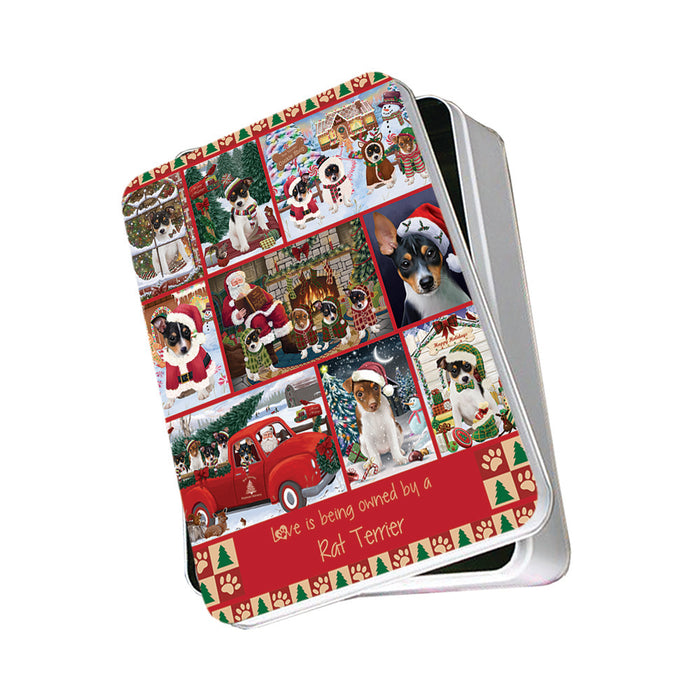 Love is Being Owned Christmas Rat Terrier Dogs Photo Storage Tin PITN57189