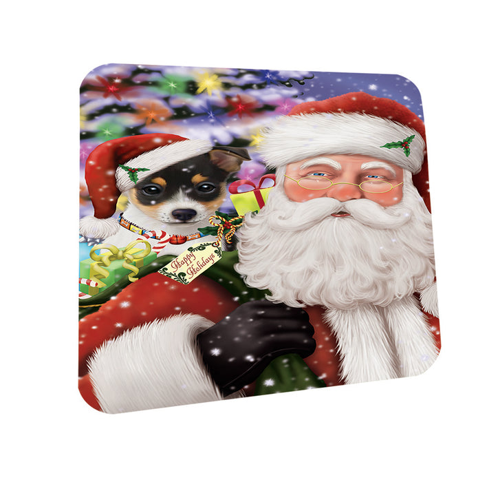 Santa Carrying Rat Terrier Dog and Christmas Presents Coasters Set of 4 CST53968