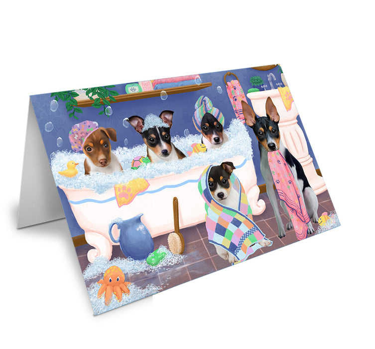 Rub A Dub Dogs In A Tub Rat Terriers Dog Handmade Artwork Assorted Pets Greeting Cards and Note Cards with Envelopes for All Occasions and Holiday Seasons GCD74951