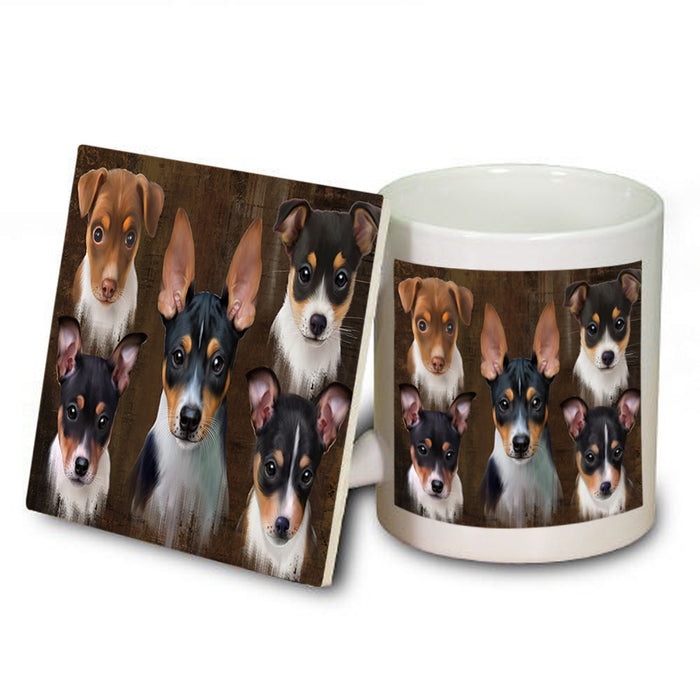Rustic 5 Rat Terrier Dog Mug and Coaster Set MUC54136