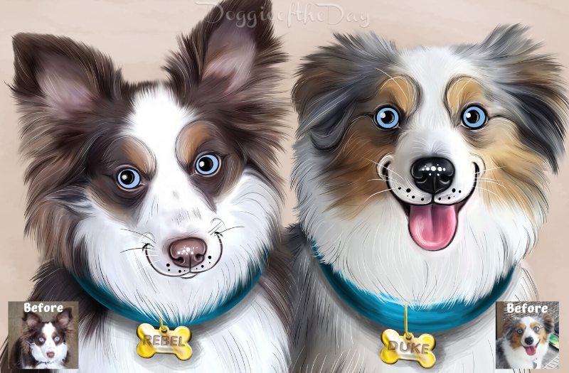 Digital Painting PERSONALIZED Caricature PET PORTRAIT! Custom Pet Dog or Cat Art