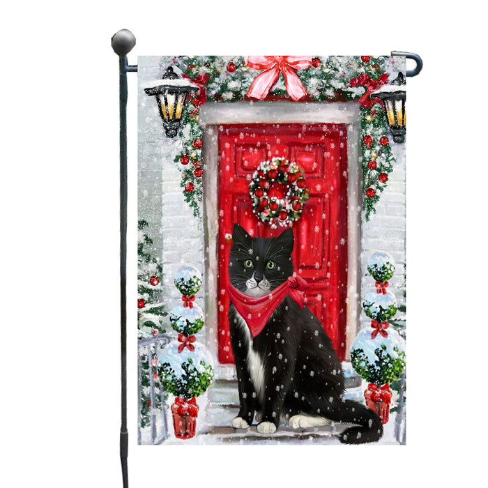 Red Door Let it Snow Tuxedo Cats Garden Flags- Outdoor Double Sided Garden Yard Porch Lawn Spring Decorative Vertical Home Flags 12 1/2"w x 18"h