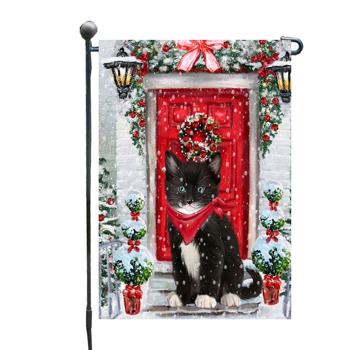 Red Door Let it Snow Tuxedo Cats Garden Flags- Outdoor Double Sided Garden Yard Porch Lawn Spring Decorative Vertical Home Flags 12 1/2"w x 18"h