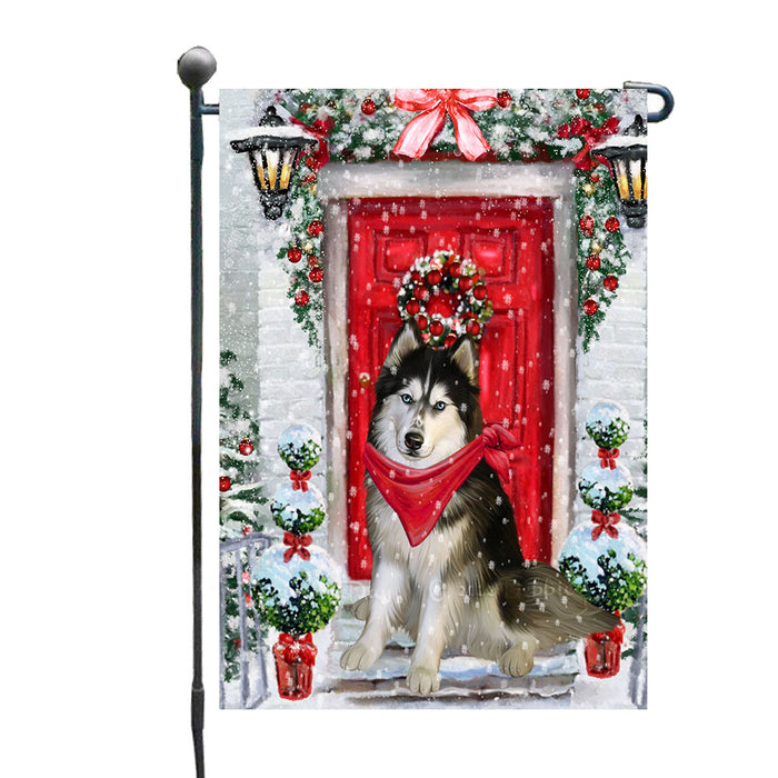 Red Door Let it Snow Siberian Husky Dogs Garden Flags - Outdoor Double Sided Garden Yard Porch Lawn Spring Decorative Vertical Home Flags 12 1/2"w x 18"h