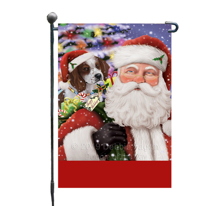 Personalized Santa Carrying Red And White Irish Setter Dog and Christmas Presents Custom Garden Flag GFLG63817