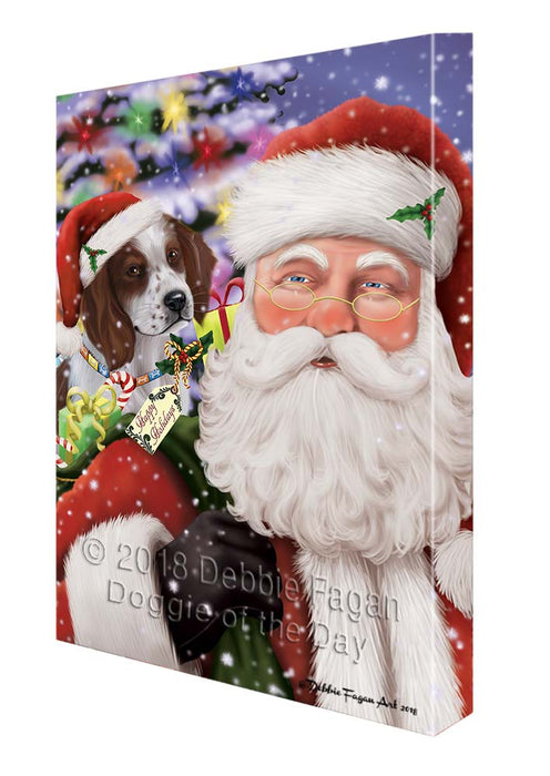 Santa Carrying Red And White Irish Setter Dog and Christmas Presents Canvas Print Wall Art Décor CVS119627
