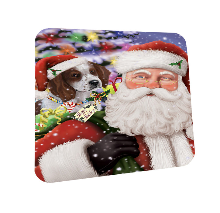 Santa Carrying Red And White Irish Setter Dog and Christmas Presents Coasters Set of 4 CST55480