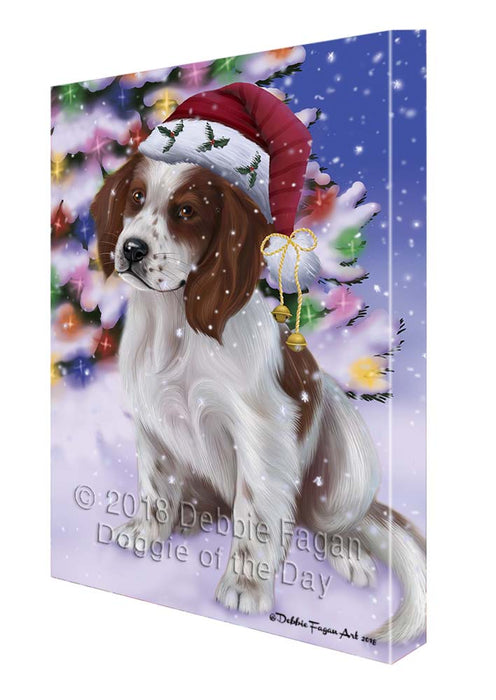 Winterland Wonderland Red And White Irish Setter Dog In Christmas Holiday Scenic Background Canvas Print Wall Art Décor CVS121400