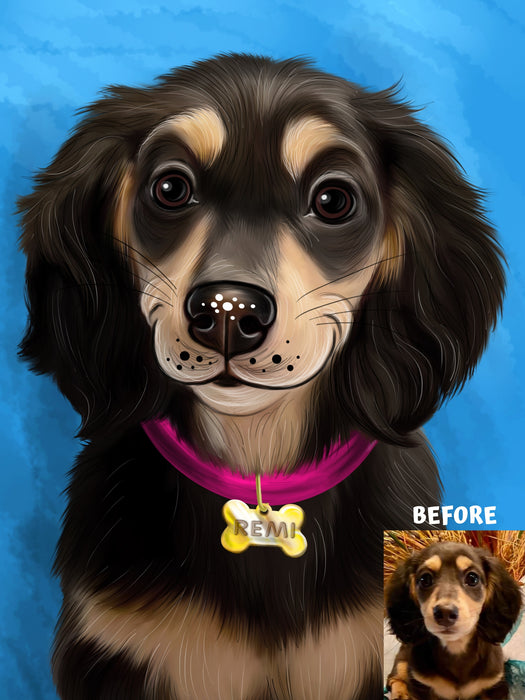 Digital Painting PERSONALIZED Caricature PET PORTRAIT! Custom Pet Dog or Cat Art