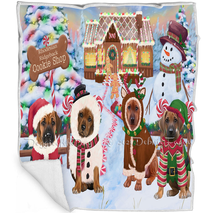 Holiday Gingerbread Cookie Shop Rhodesian Ridgebacks Dog Blanket BLNKT128046