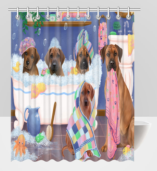 Rub A Dub Dogs In A Tub Rhodesian Ridgeback Dogs Shower Curtain