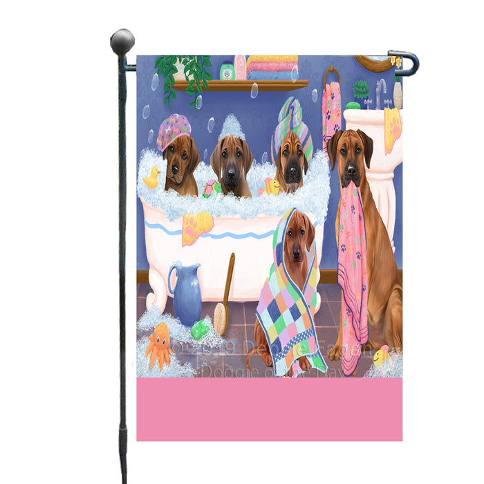 Personalized Rub A Dub Dogs In A Tub Rhodesian Ridgeback Dogs Custom Garden Flag GFLG64900