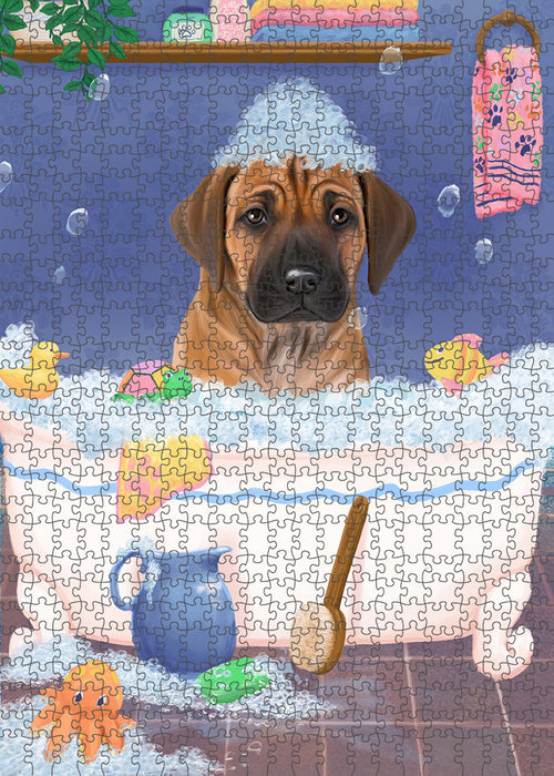 Rub A Dub Dog In A Tub Rhodesian Ridgeback Dog Portrait Jigsaw Puzzle for Adults Animal Interlocking Puzzle Game Unique Gift for Dog Lover's with Metal Tin Box PZL339