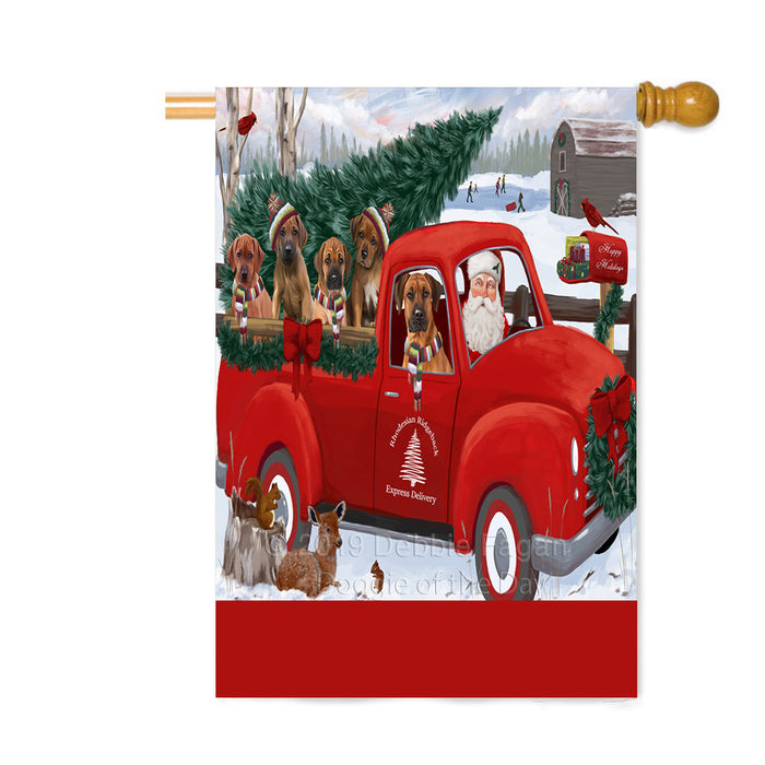 Personalized Christmas Santa Red Truck Express Delivery Rhodesian Ridgeback Dogs Custom House Flag FLG-DOTD-A57731
