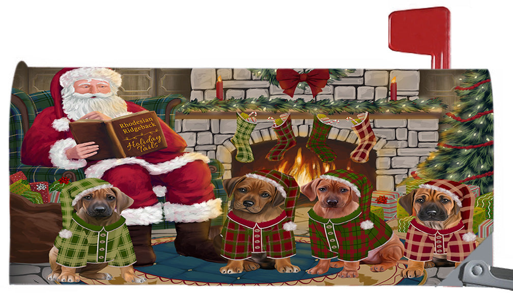 Christmas Cozy Holiday Fire Tails Rhodesian Ridgeback Dogs 6.5 x 19 Inches Magnetic Mailbox Cover Post Box Cover Wraps Garden Yard Décor MBC48926