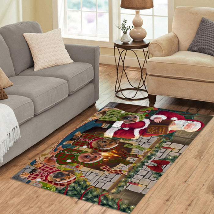 Christmas Cozy Holiday Fire Tails Rhodesian Ridgeback Dogs Area Rug